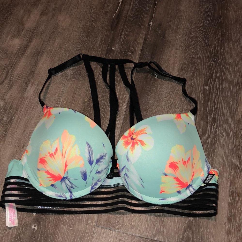 front hooking pink bra